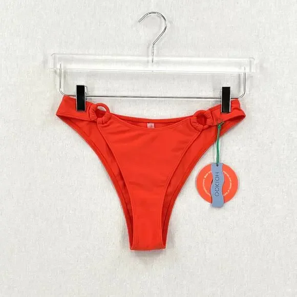 OOKIOH Monaco Bikini Bottom Womens Medium Orange High Leg Ring NWT - Picture 4 of 12